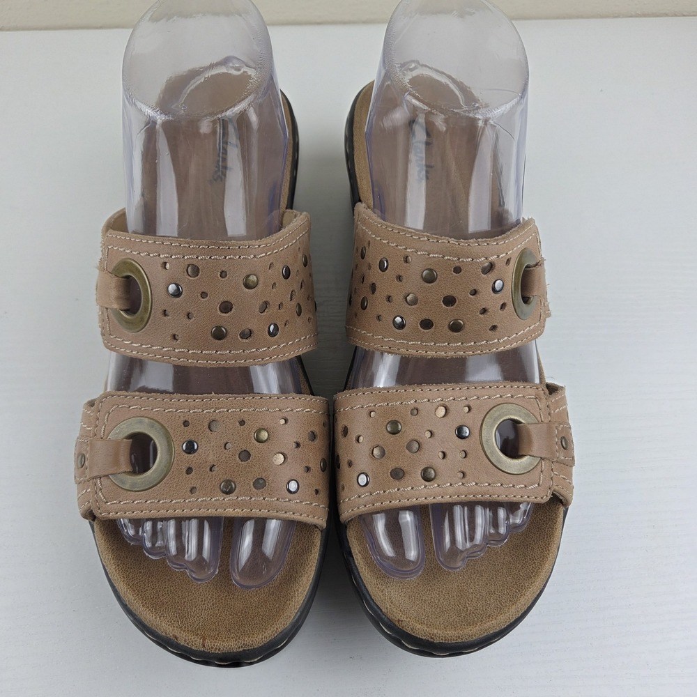 Clarks Bendables Lexi Laurel Strap Tan Leather Slip On Sandal Womens Size 9 M - Picture 4 of 12
